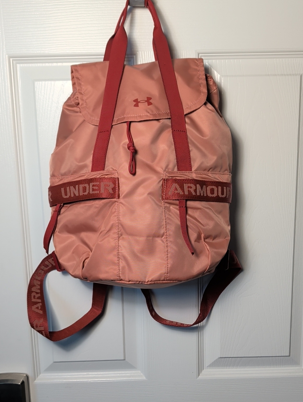 Under Armour Pink Coral Drawstring Roll-Top Backpack